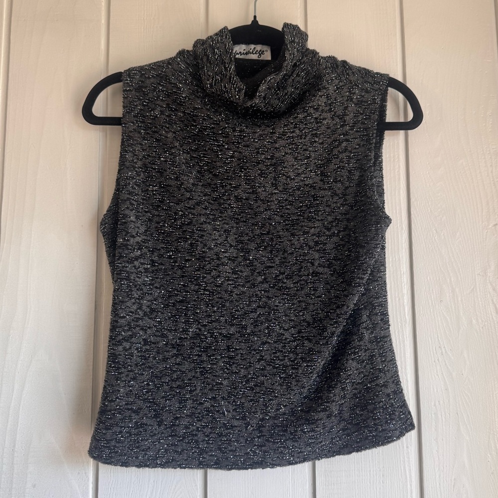 Vintage Privilege Paris Sparkly Mock Neck Top